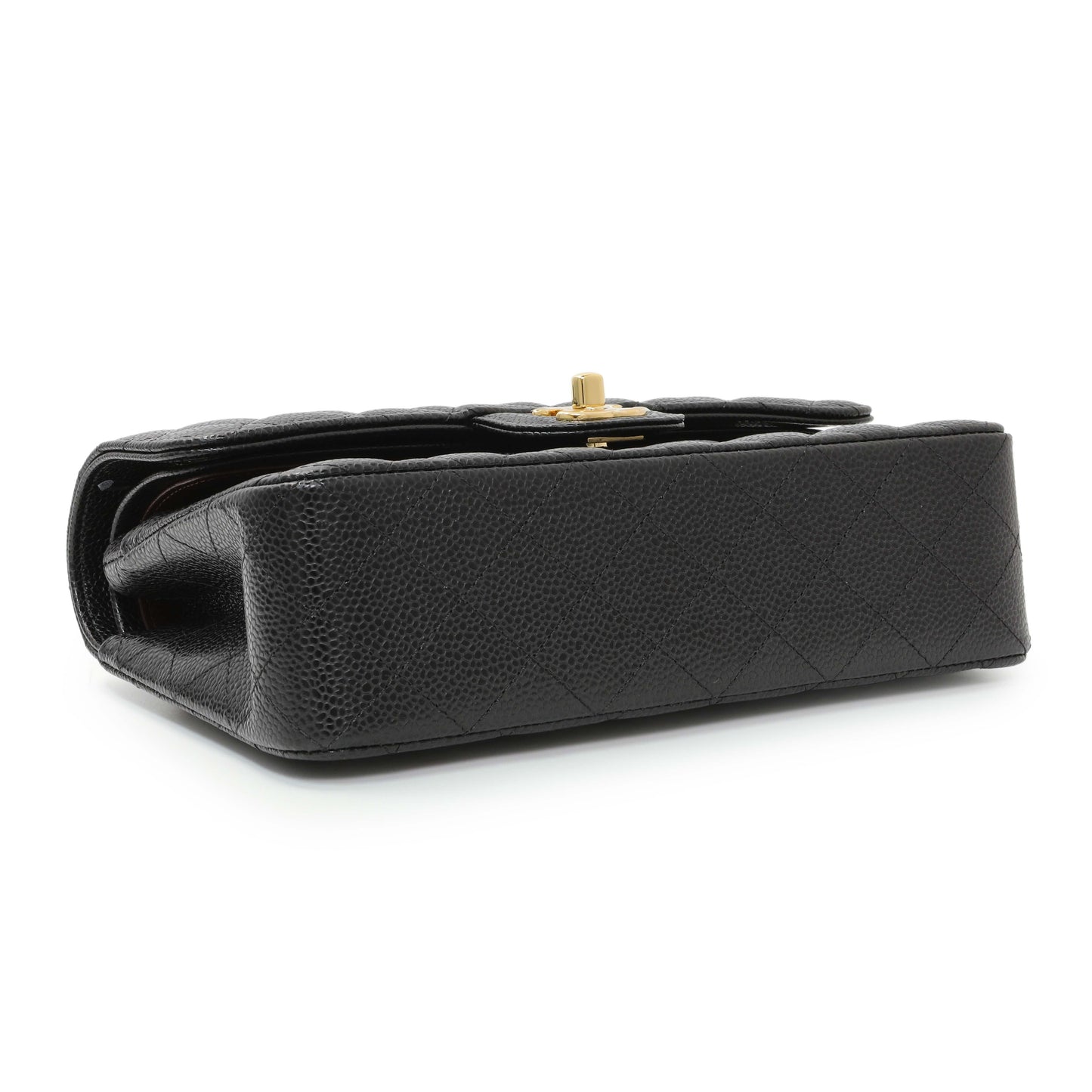 Exclusive Chanel Black Caviar Small Quilted Classic Double Flap — Back View