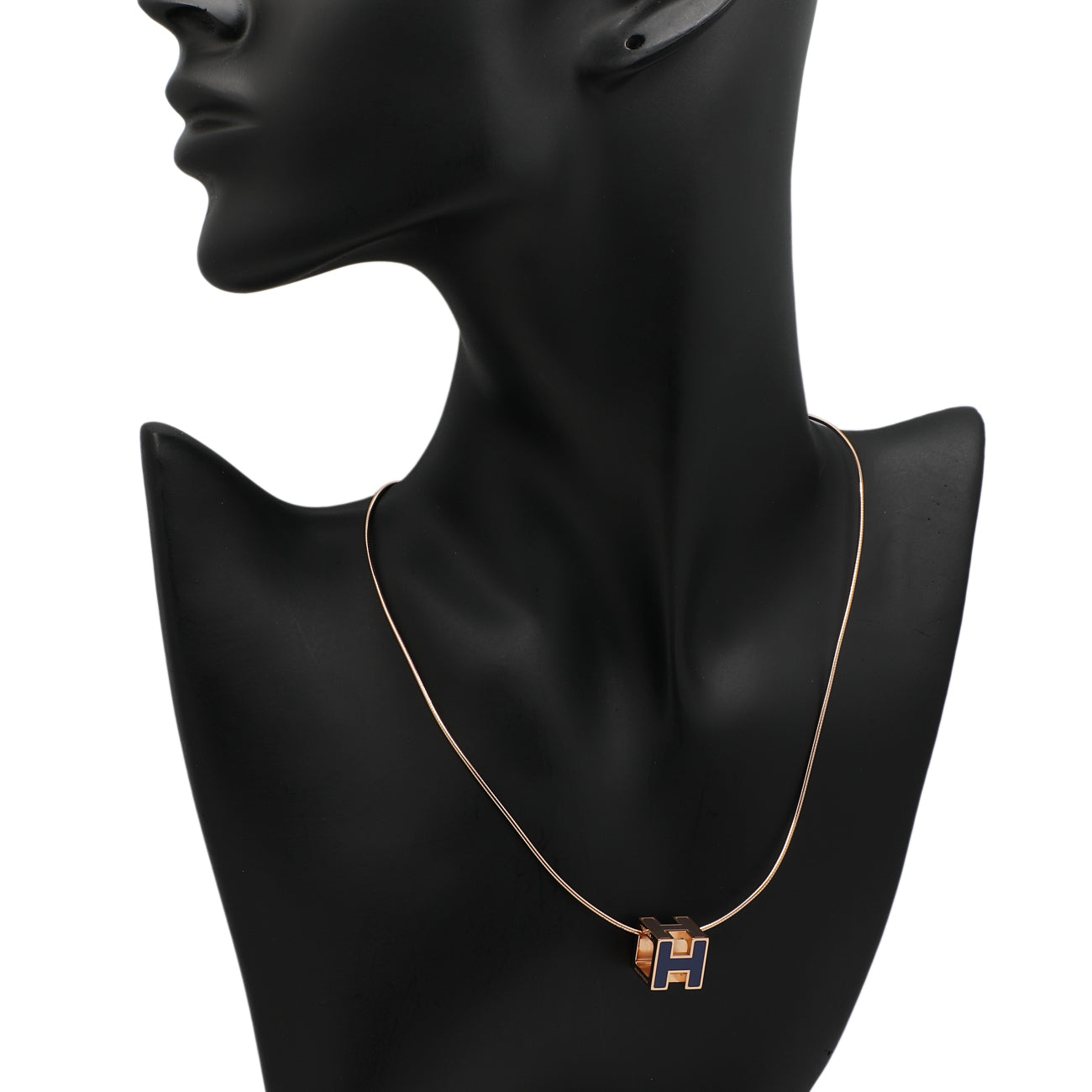 Exclusive Hermes Lacquered Cage d'H Pendant Necklace — Back View