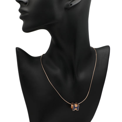 Exclusive Hermes Lacquered Cage d'H Pendant Necklace — Back View