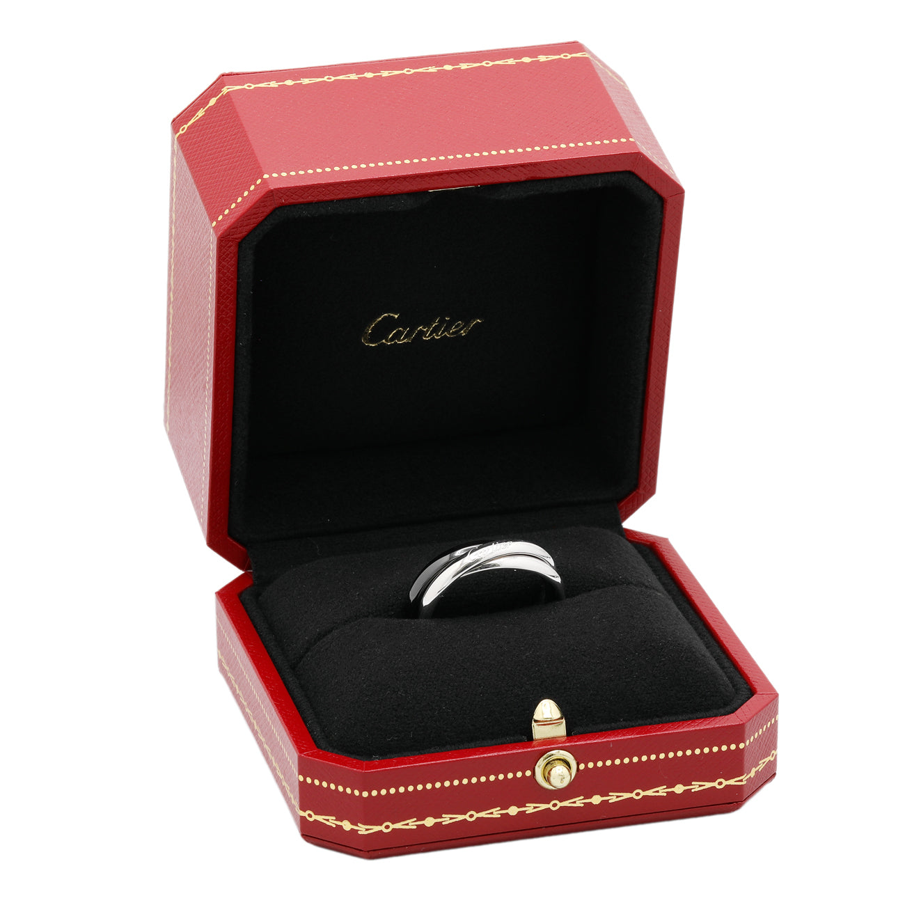 Exclusive Cartier 18K White Gold Ceramic Trinity Ring — Back View