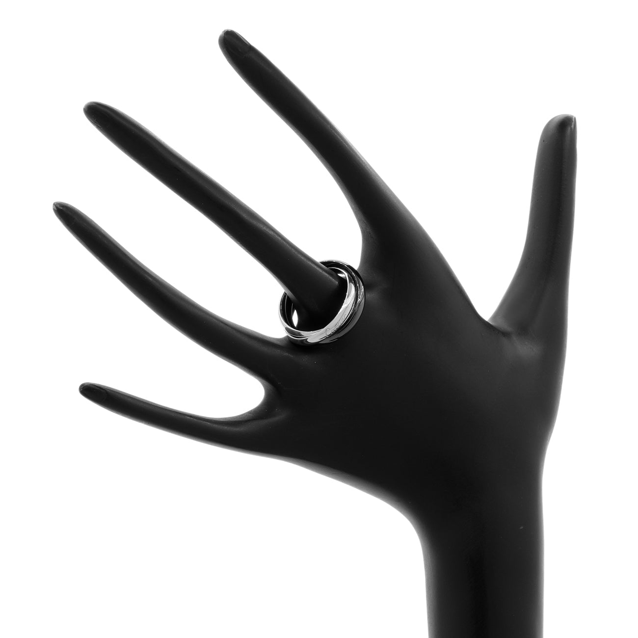 Exclusive Cartier 18K White Gold Ceramic Trinity Ring — Top View