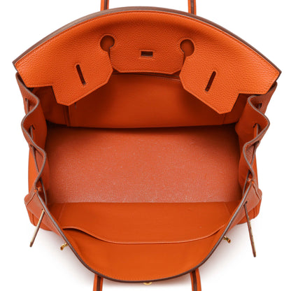 Exclusive Hermes Orange Clemence Birkin 35 — Alternate View 8