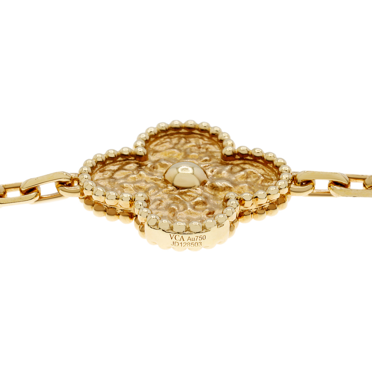 Exclusive Van Cleef & Arpels 18K Yellow Gold 10 Motifs Vintage Alhambra Necklace — Side View