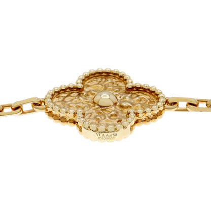 Exclusive Van Cleef & Arpels 18K Yellow Gold 10 Motifs Vintage Alhambra Necklace — Side View