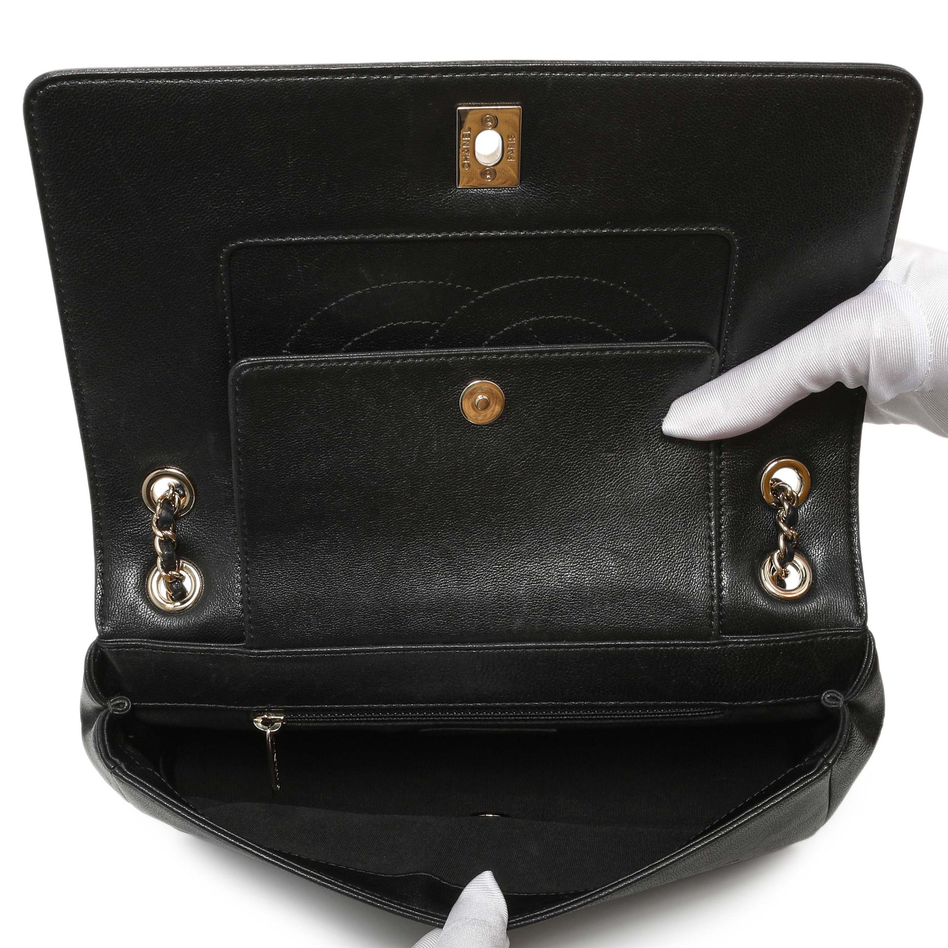 Exclusive Chanel Black Sheepskin Medium Vintage Mademoiselle Flap — Alternate View 8