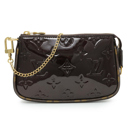 Exclusive Louis Vuitton Amarante Vernis Monogram Mini Pochette Accessories — Front View