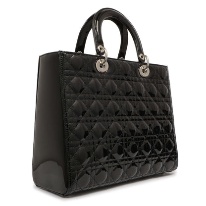 Exclusive Christian Dior Black Patent Cannage Large Lady Dior — Side View