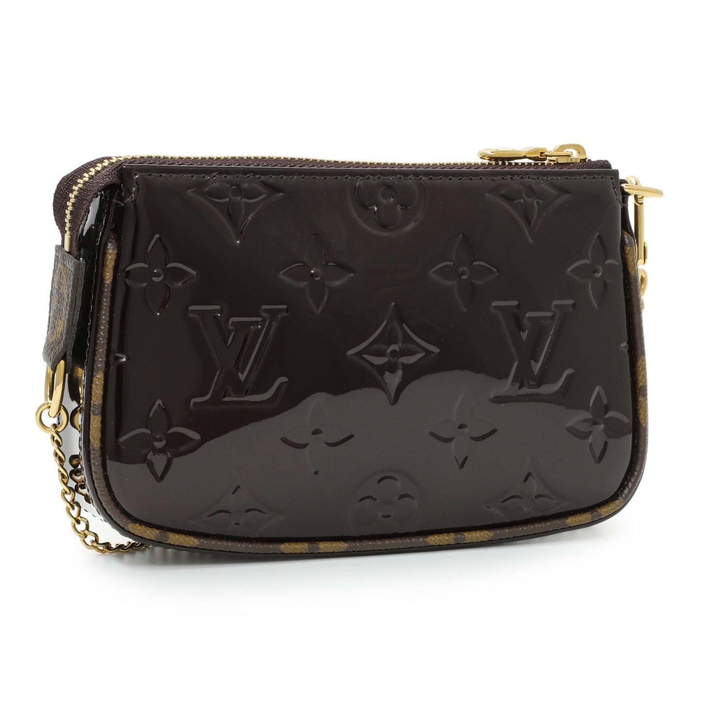 Exclusive Louis Vuitton Amarante Vernis Monogram Mini Pochette Accessories — Side View