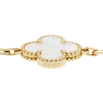 Exclusive Van Cleef & Arpels 18K Yellow Gold Mother of Pearl 5 Motifs Vintage Alhambra Bracelet — Back View