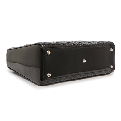 Exclusive Christian Dior Black Patent Cannage Large Lady Dior — Back View