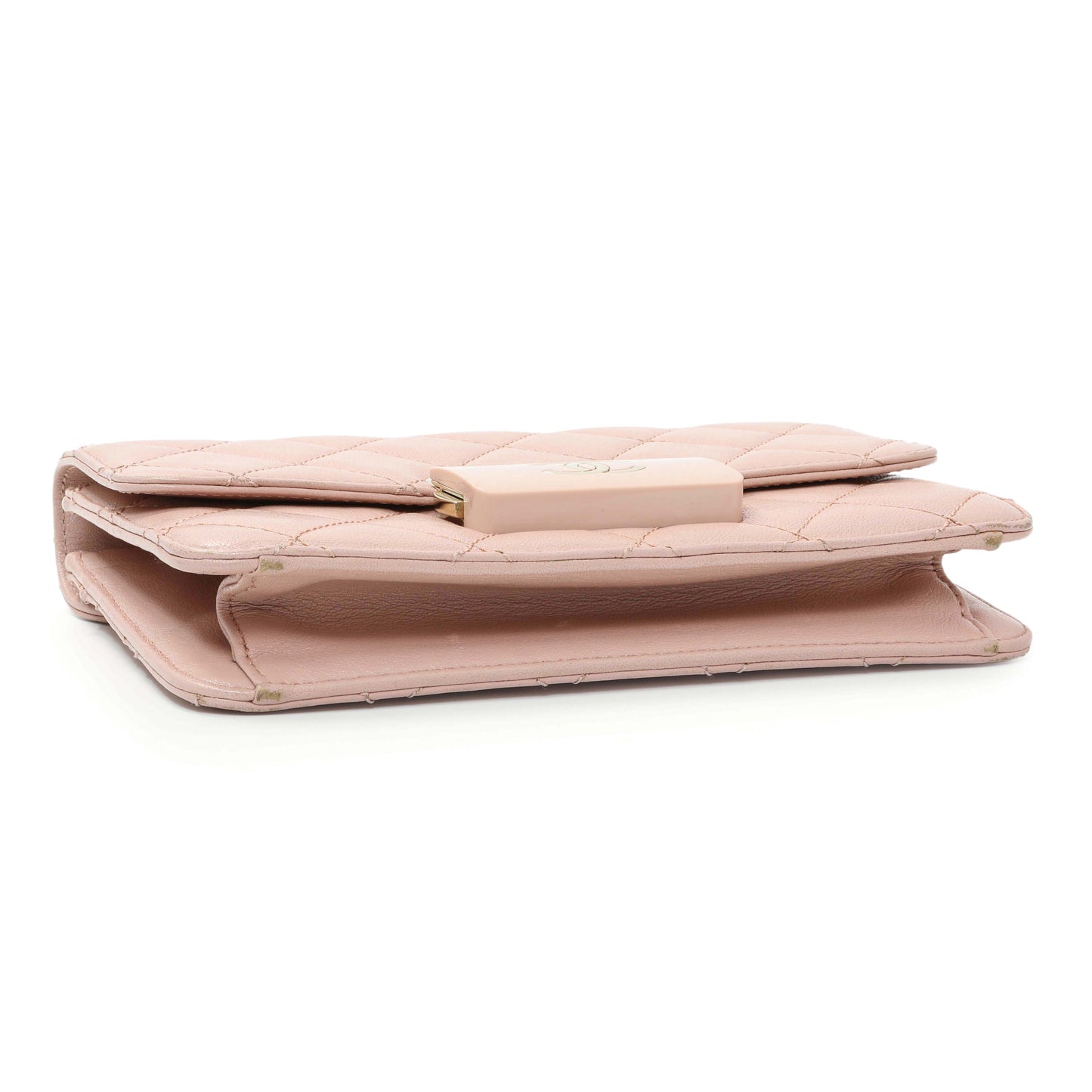 Exclusive Chanel Pink Quilted Sheepskin Mini Beauty Lock Flap — Back View