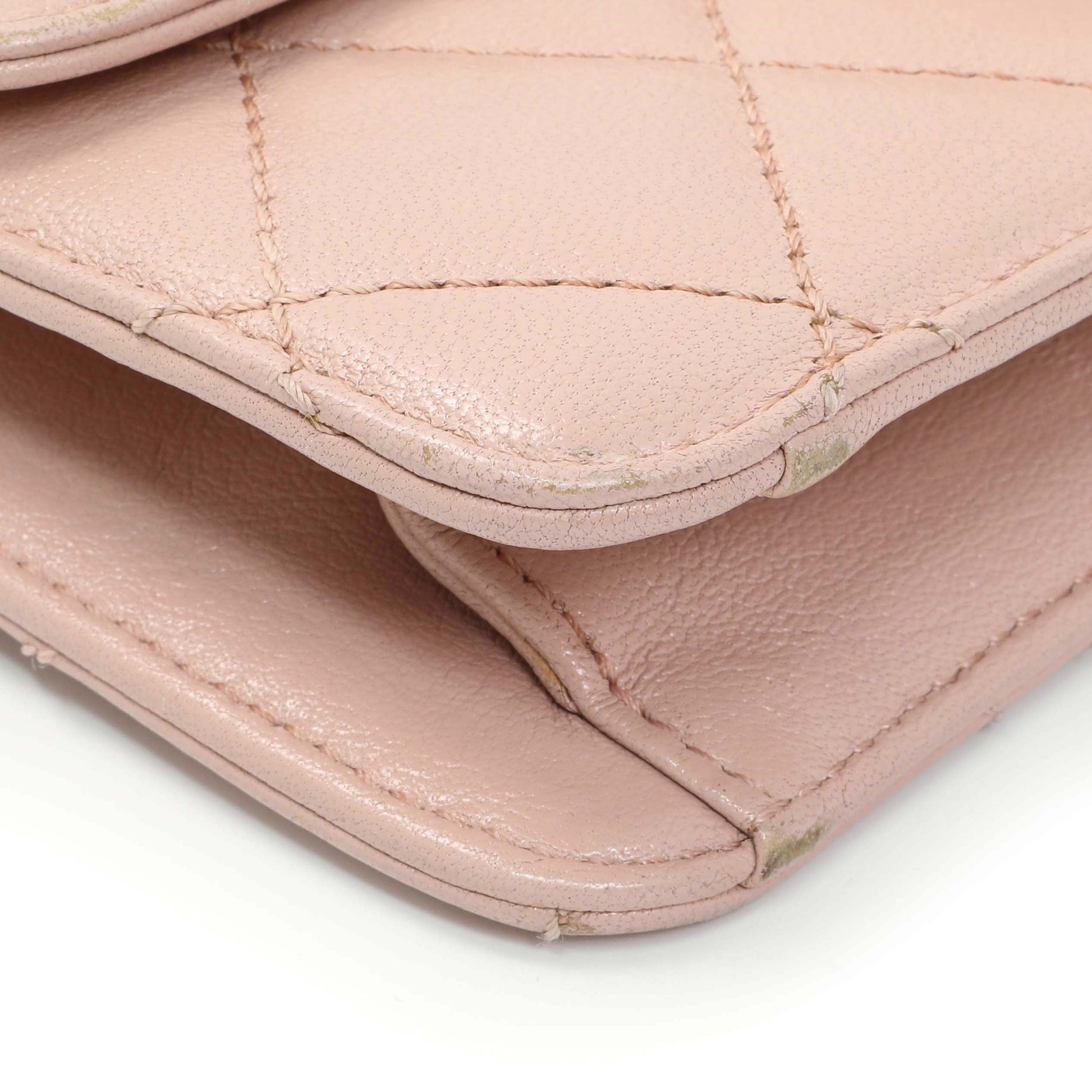 Exclusive Chanel Pink Quilted Sheepskin Mini Beauty Lock Flap — Top View
