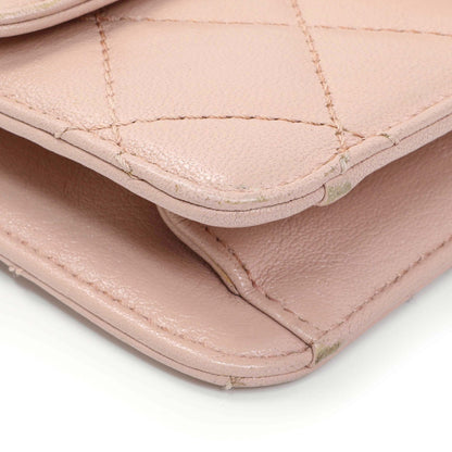 Exclusive Chanel Pink Quilted Sheepskin Mini Beauty Lock Flap — Top View