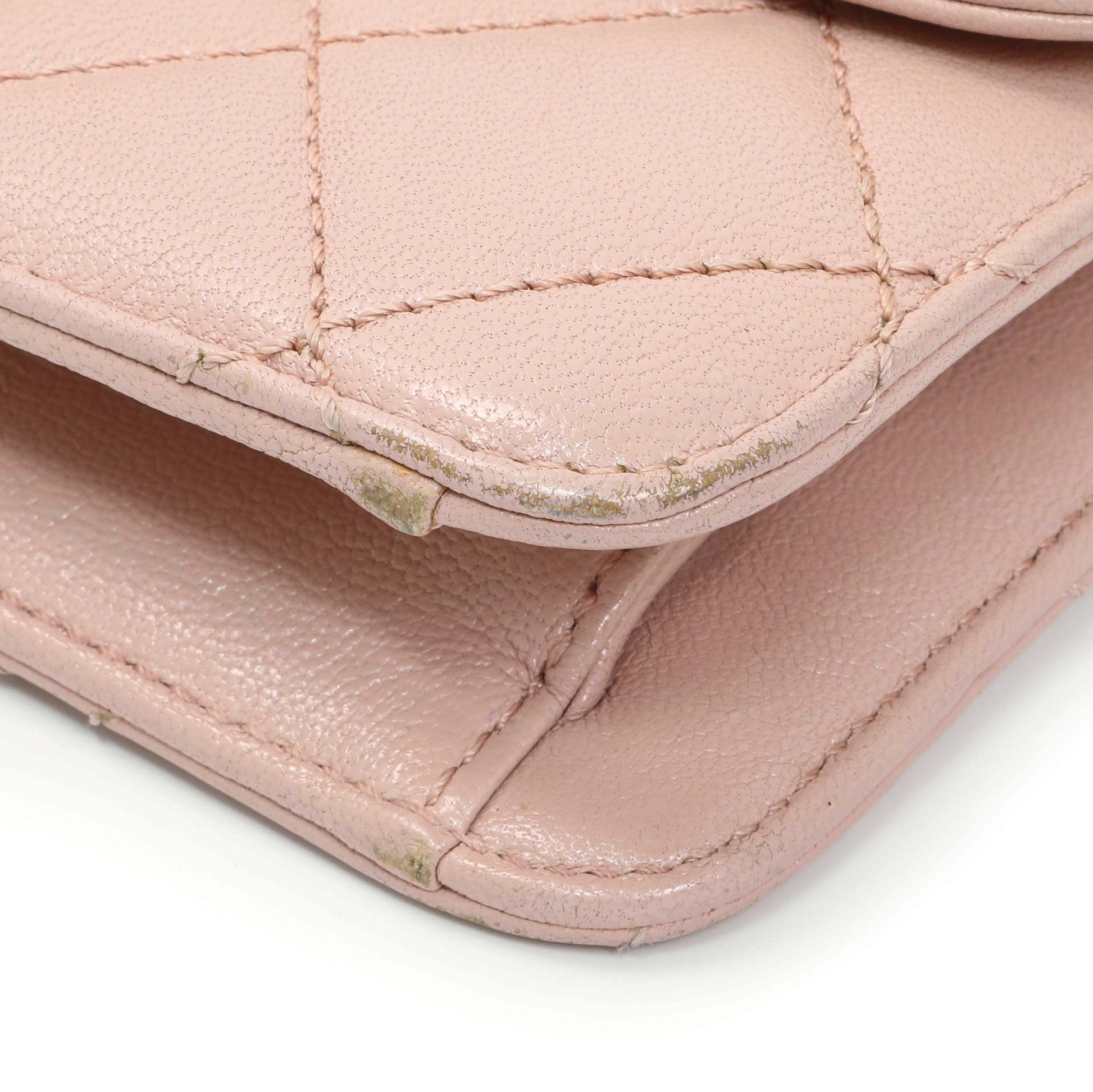 Exclusive Chanel Pink Quilted Sheepskin Mini Beauty Lock Flap — Detail View