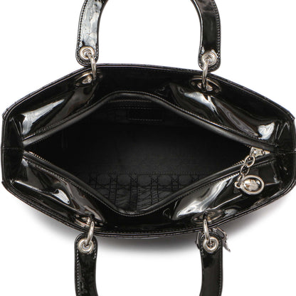Exclusive Christian Dior Black Patent Cannage Large Lady Dior — Top View