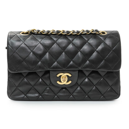 Exclusive Chanel Black Quilted Lambskin Small Double Flap — Front View