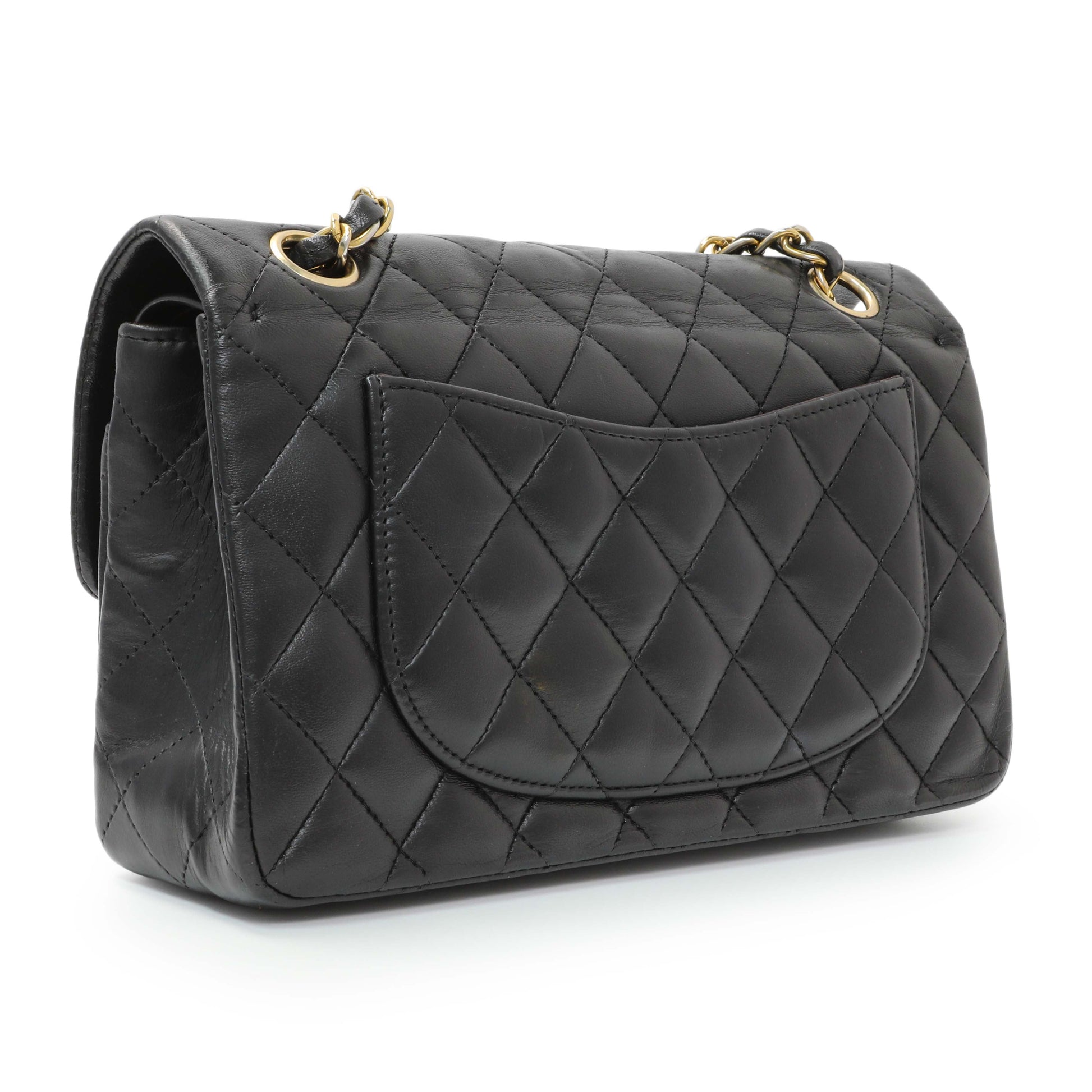 Exclusive Chanel Black Quilted Lambskin Small Double Flap — Side View