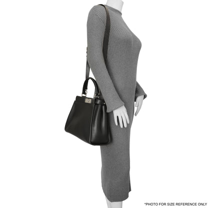Exclusive Fendi Black Vitello Seta Snakeskin Crocodile Monster Eyes Medium Peekaboo Iconic Satchel — Alternate View 10