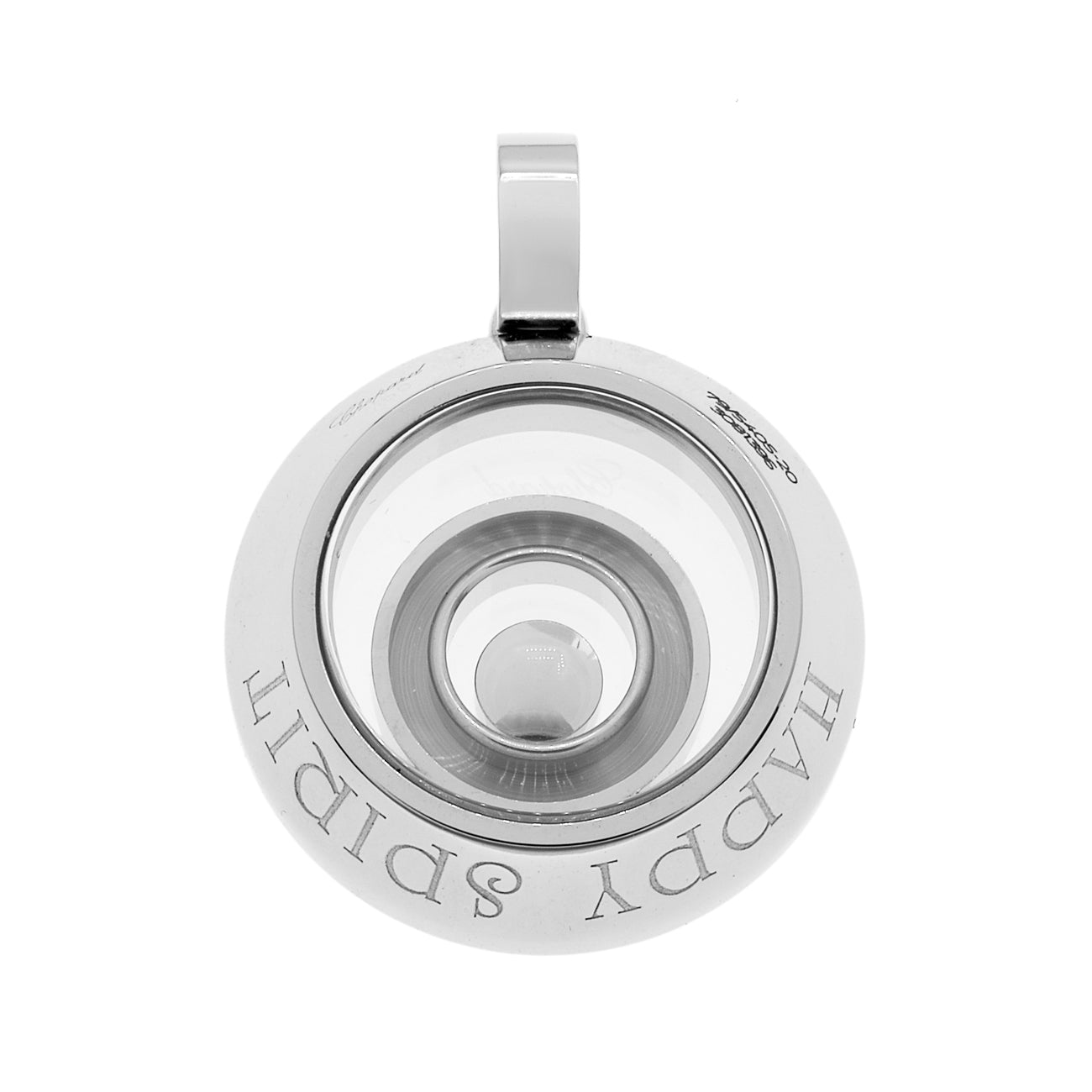 Exclusive Chopard 18K White Gold Diamond Happy Spirit Pendant — Side View