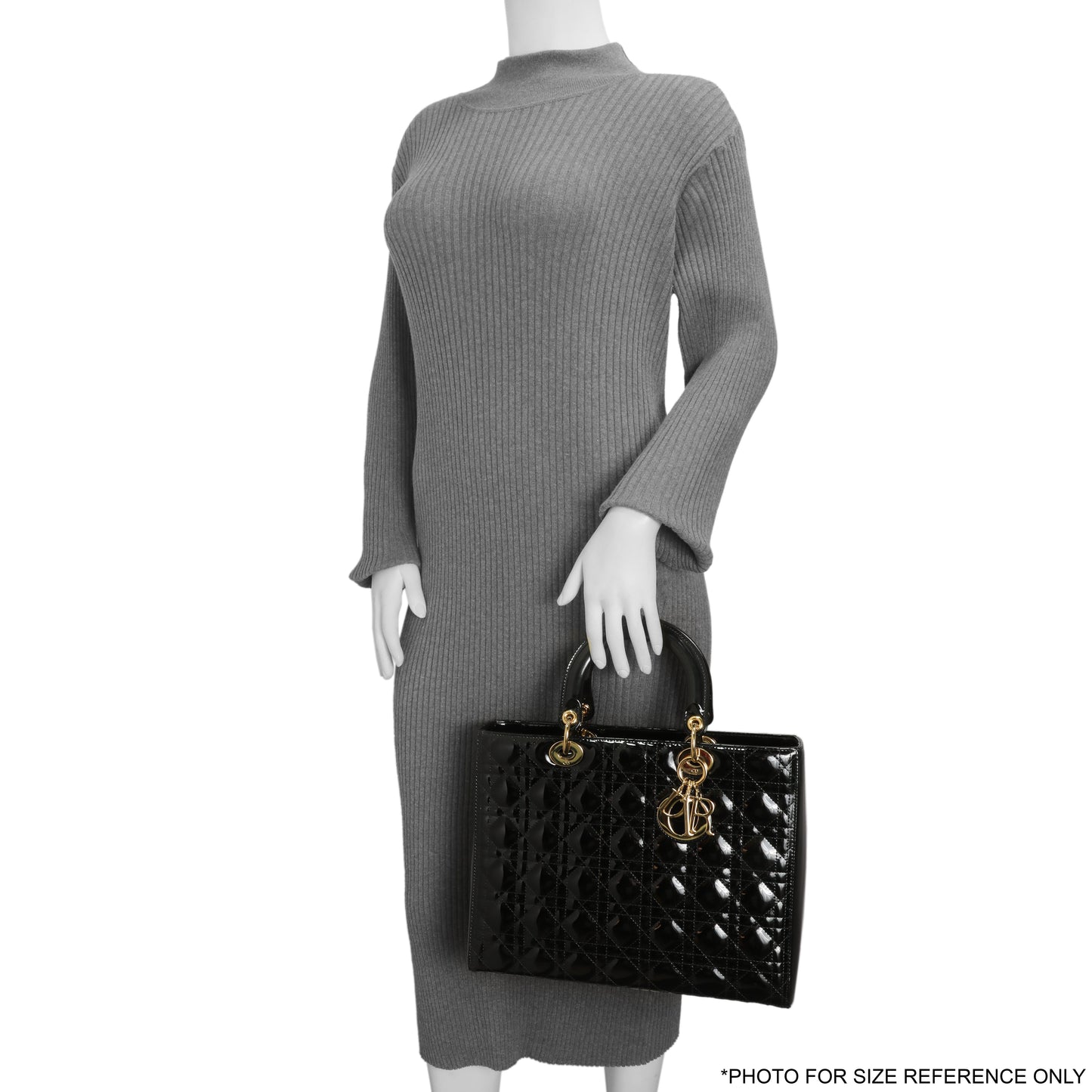 Exclusive Christian Dior Black Patent Cannage Large Lady Dior — Alternate View 7
