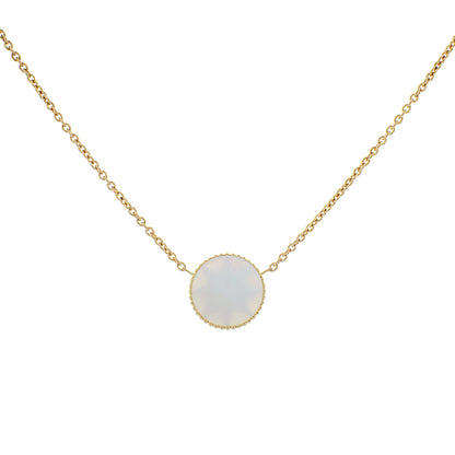 Exclusive Christian Dior 18K Yellow Gold Diamond Mother of Pearl Rose des Vents Necklace — Side View