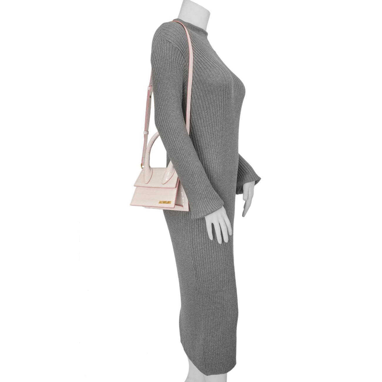 Exclusive Jacquemus Pink Crocodile Embossed Calfskin Moyen Le Chiquito — Alternate View 10