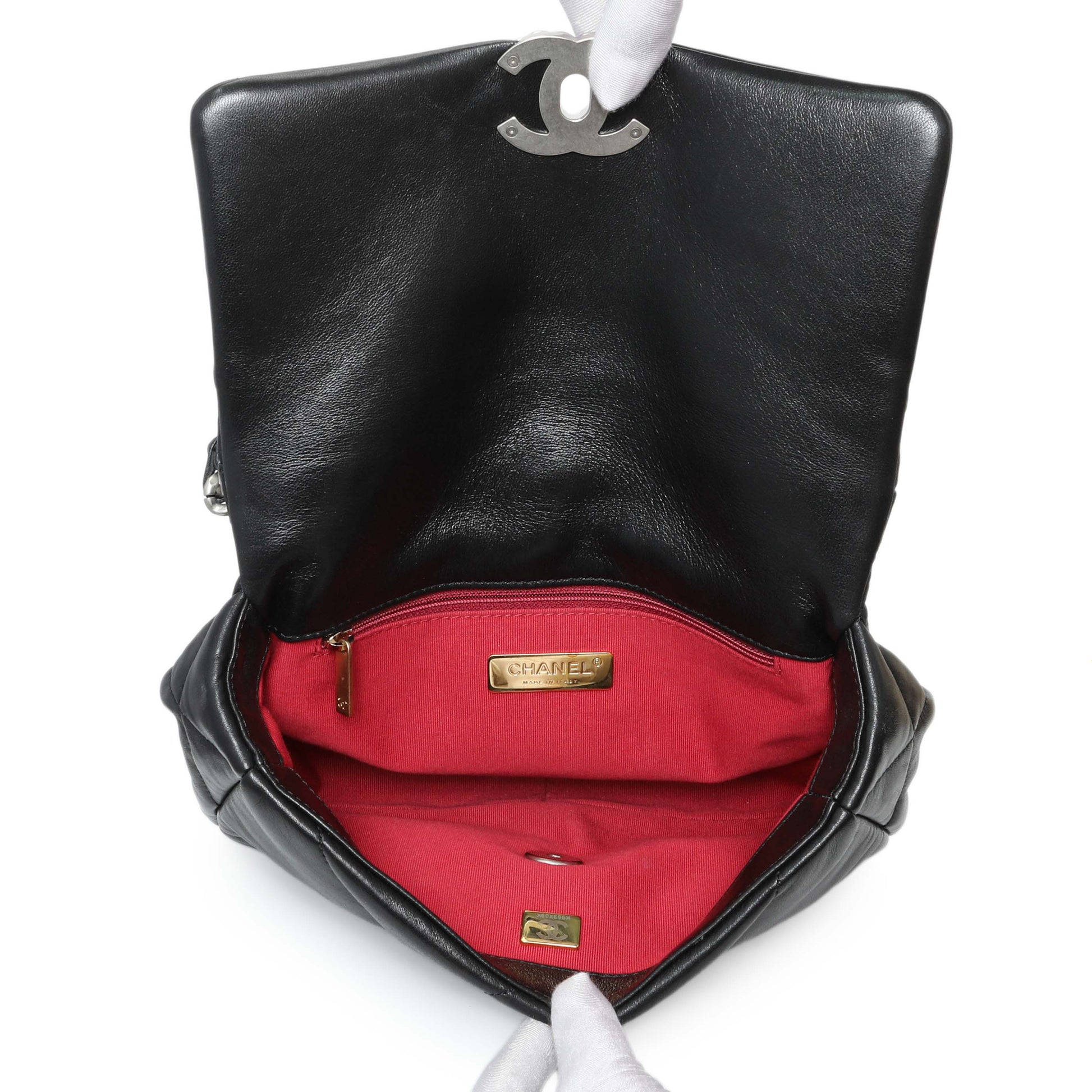 Exclusive Chanel Black Lambskin Quilted Medium Chanel 19 Flap — Alternate View 9