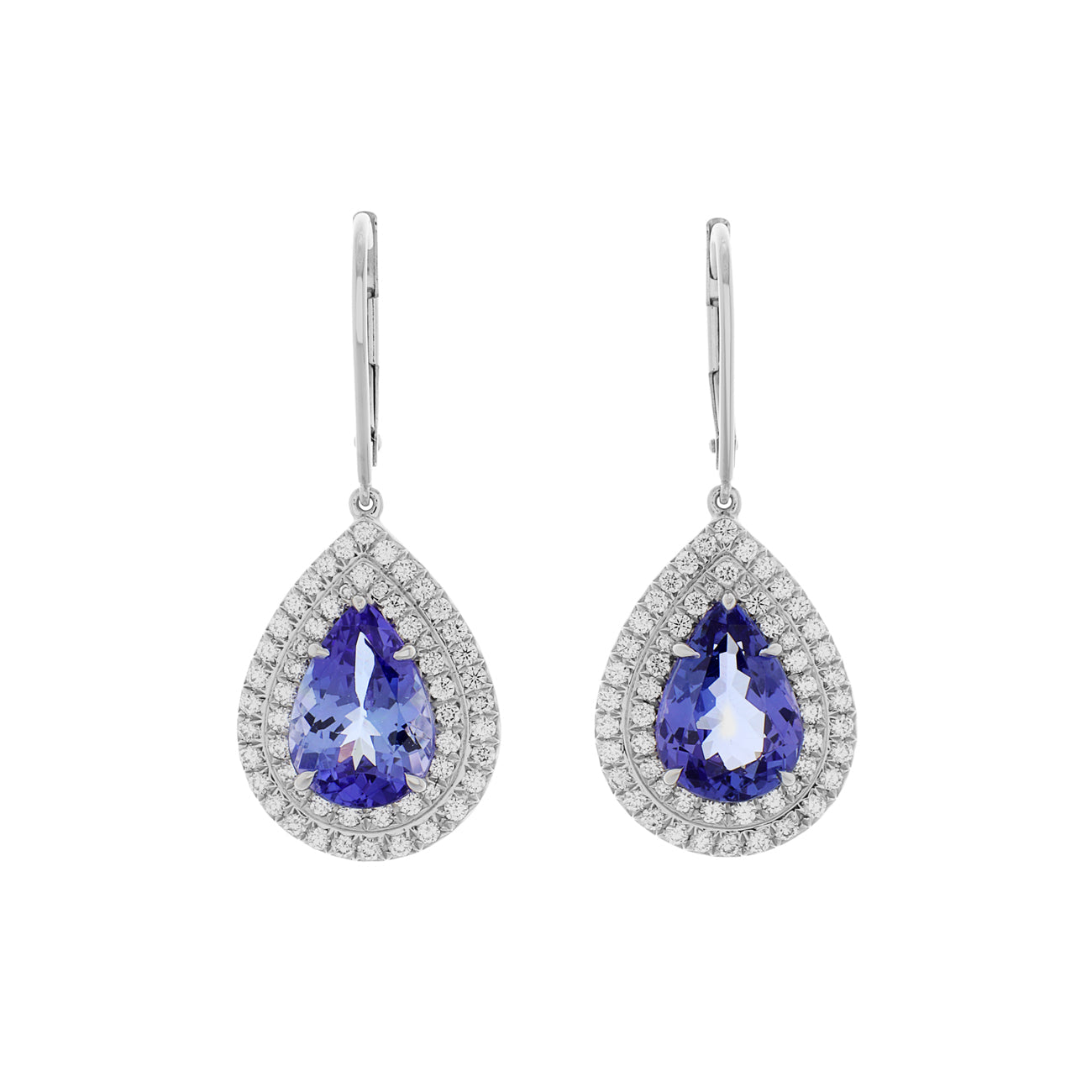 Exclusive Tiffany & Co. Platinum Tanzanite Diamond Soleste Earrings — Front View