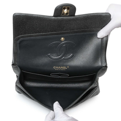 Exclusive Chanel Dark Grey Caviar Medium Classic Double Flap — Alternate View 8
