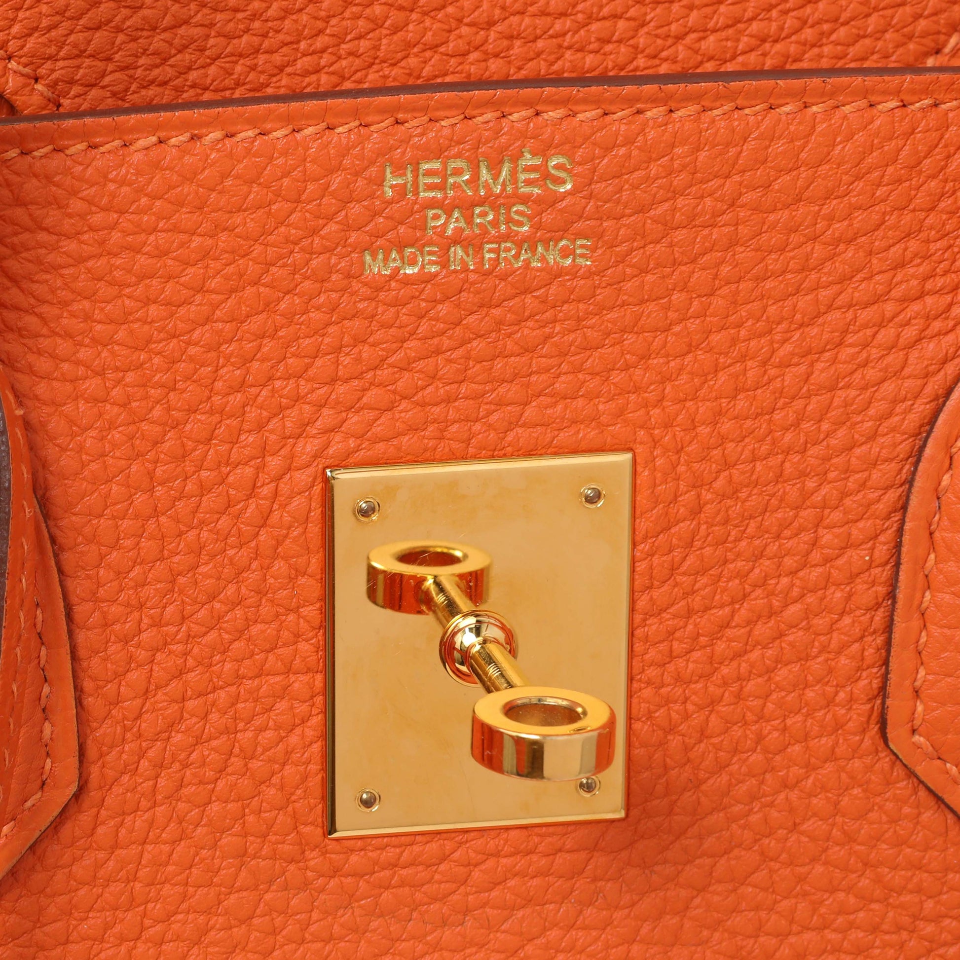 Exclusive Hermes Orange Clemence Birkin 35 — Alternate View 9