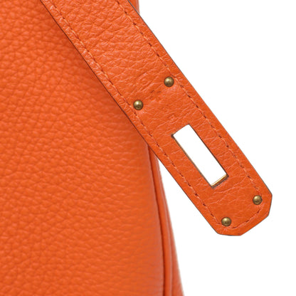 Exclusive Hermes Orange Clemence Birkin 35 — Alternate View 10