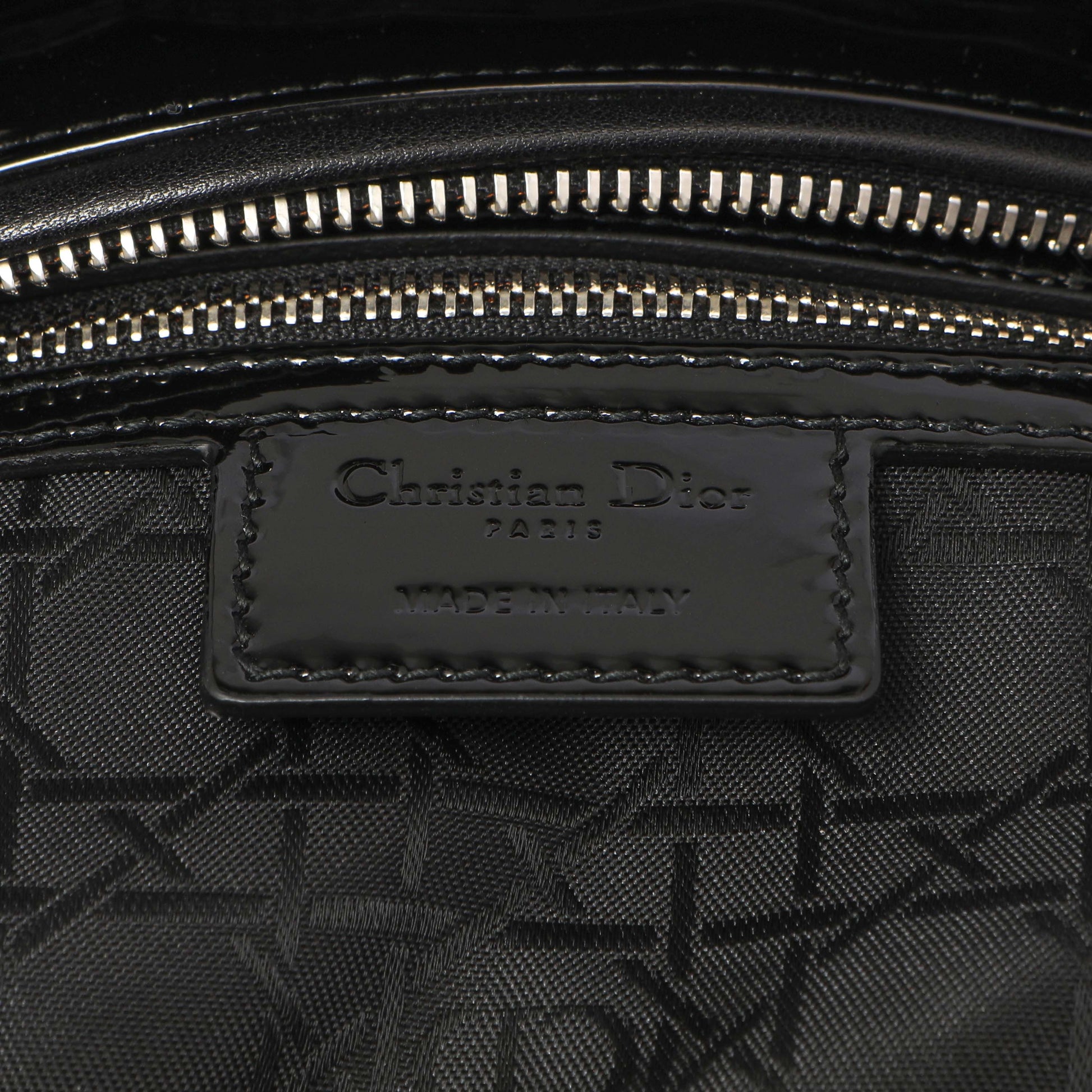 Exclusive Christian Dior Black Patent Cannage Large Lady Dior — Detail View