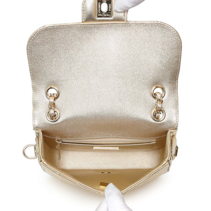 Exclusive Chanel Gold Mirror Calfskin Quilted Hollywood Boulevard Mini Flap With Star Coin Purse — Top View
