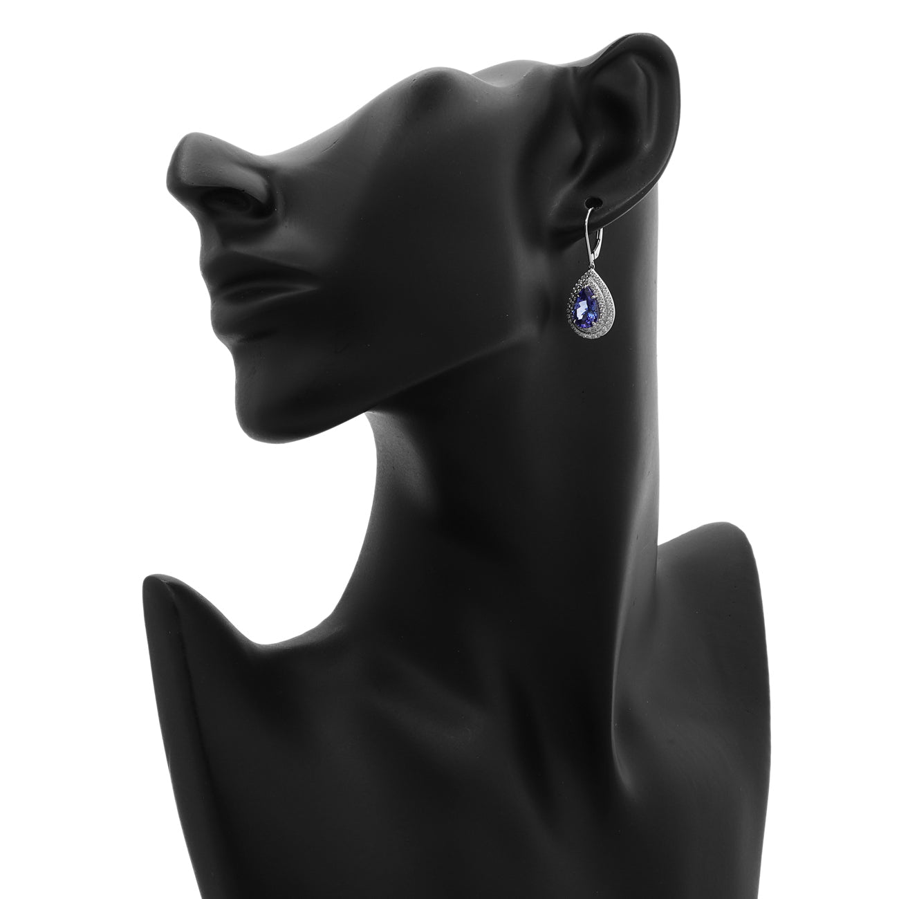 Exclusive Tiffany & Co. Platinum Tanzanite Diamond Soleste Earrings — Back View
