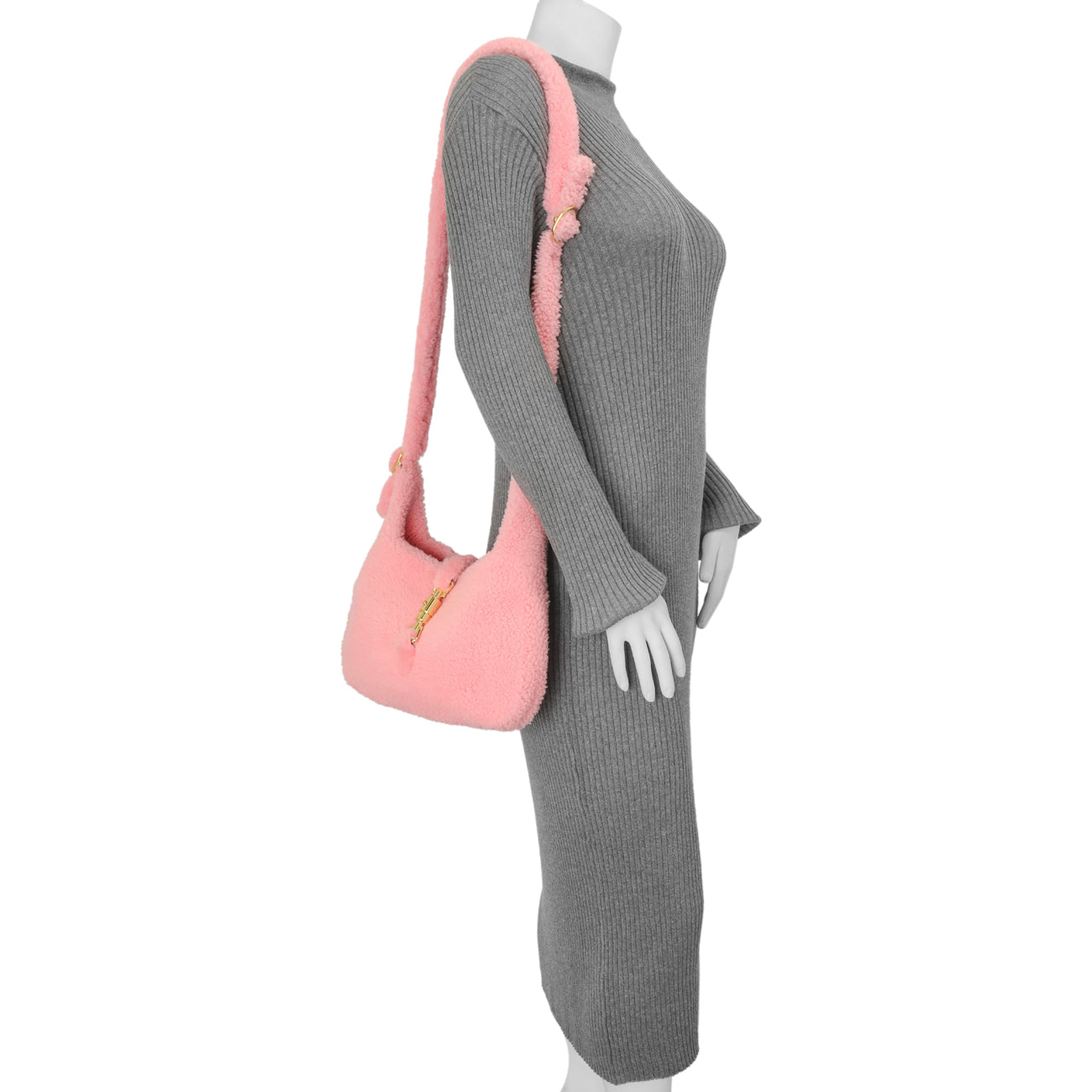 Exclusive Gucci Lotus Pink Shearling Small Jackie 1961 Shoulder Bag — Alternate View 8
