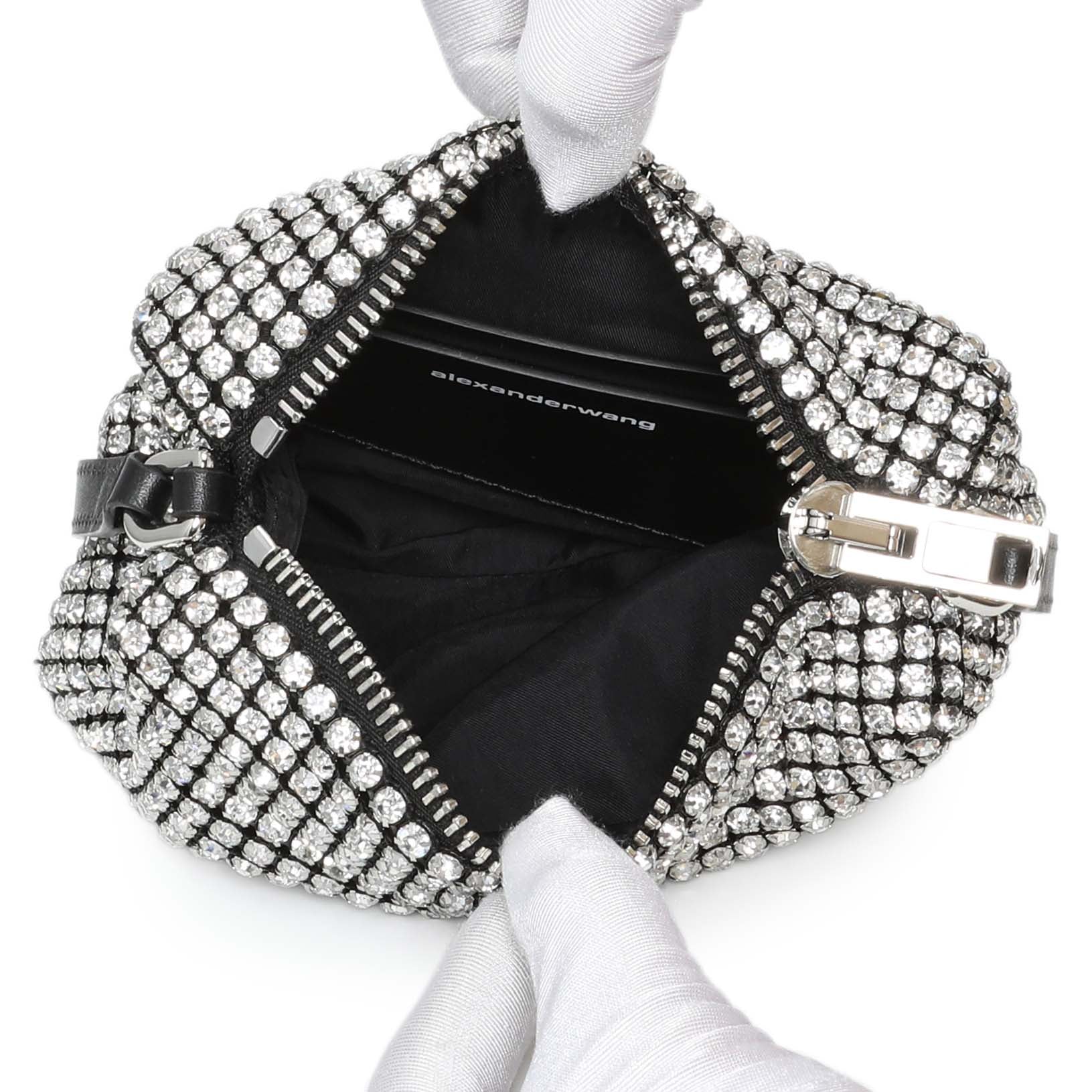 Exclusive Alexander Wang Black Silver Mesh Crystal Rhinestone Mini Heiress Pouch — Alternate View 8