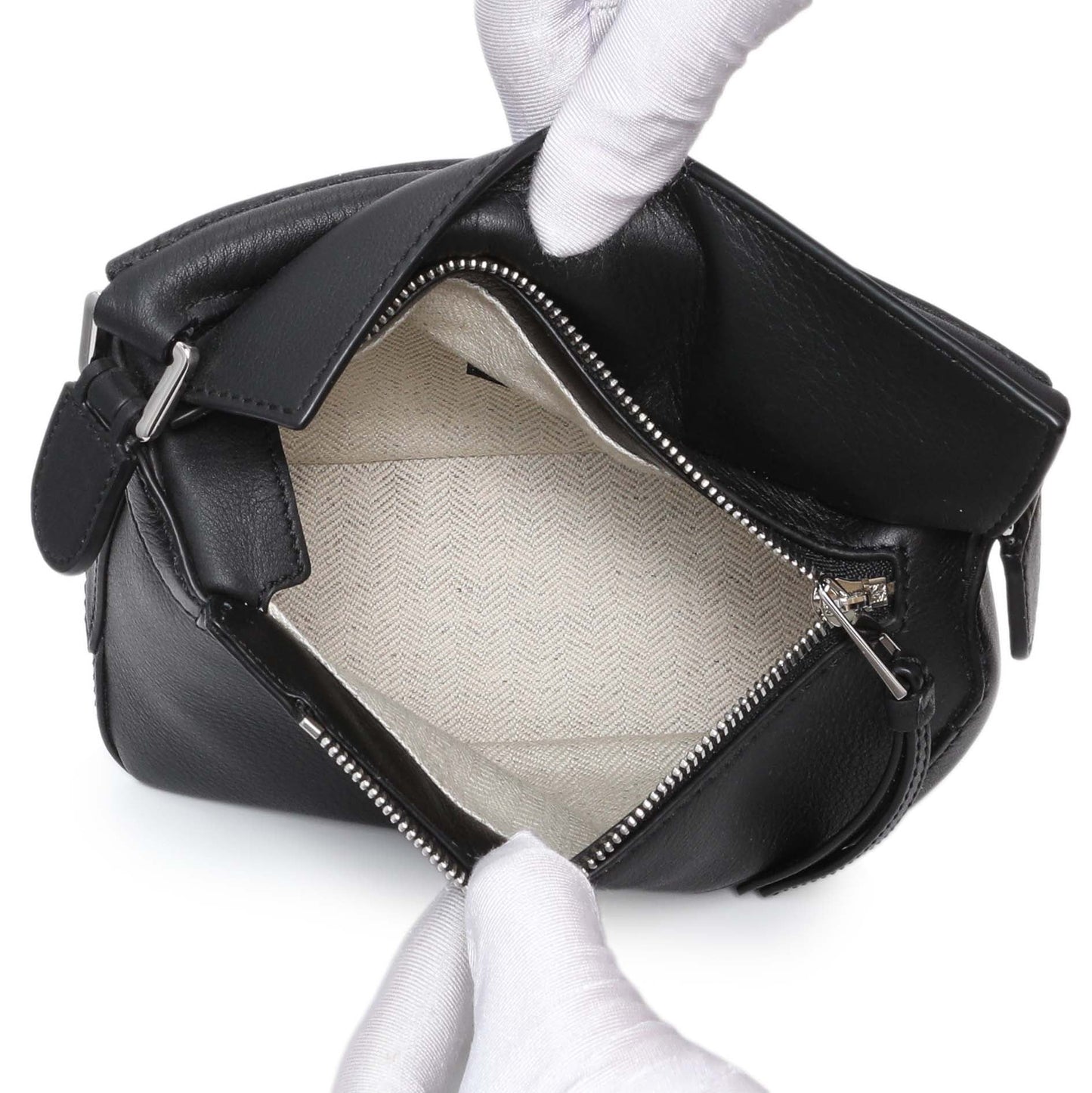 Exclusive Loewe Black Calfskin Mini Puzzle Bag — Top View