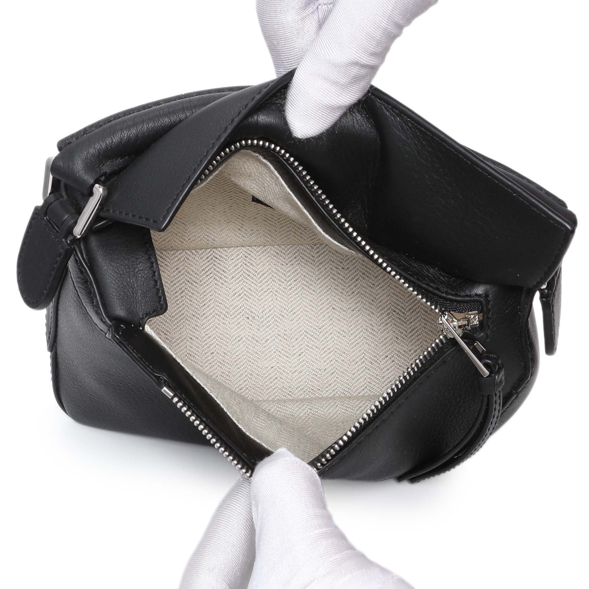 Exclusive Loewe Black Calfskin Mini Puzzle Bag — Top View