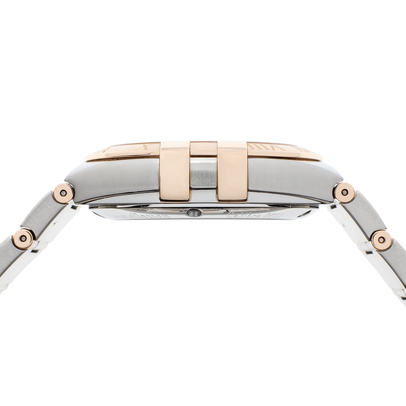 Exclusive Omega Stainless Steel 18K Rose Gold Constellation 123.20.38.21.06.001 — Back View