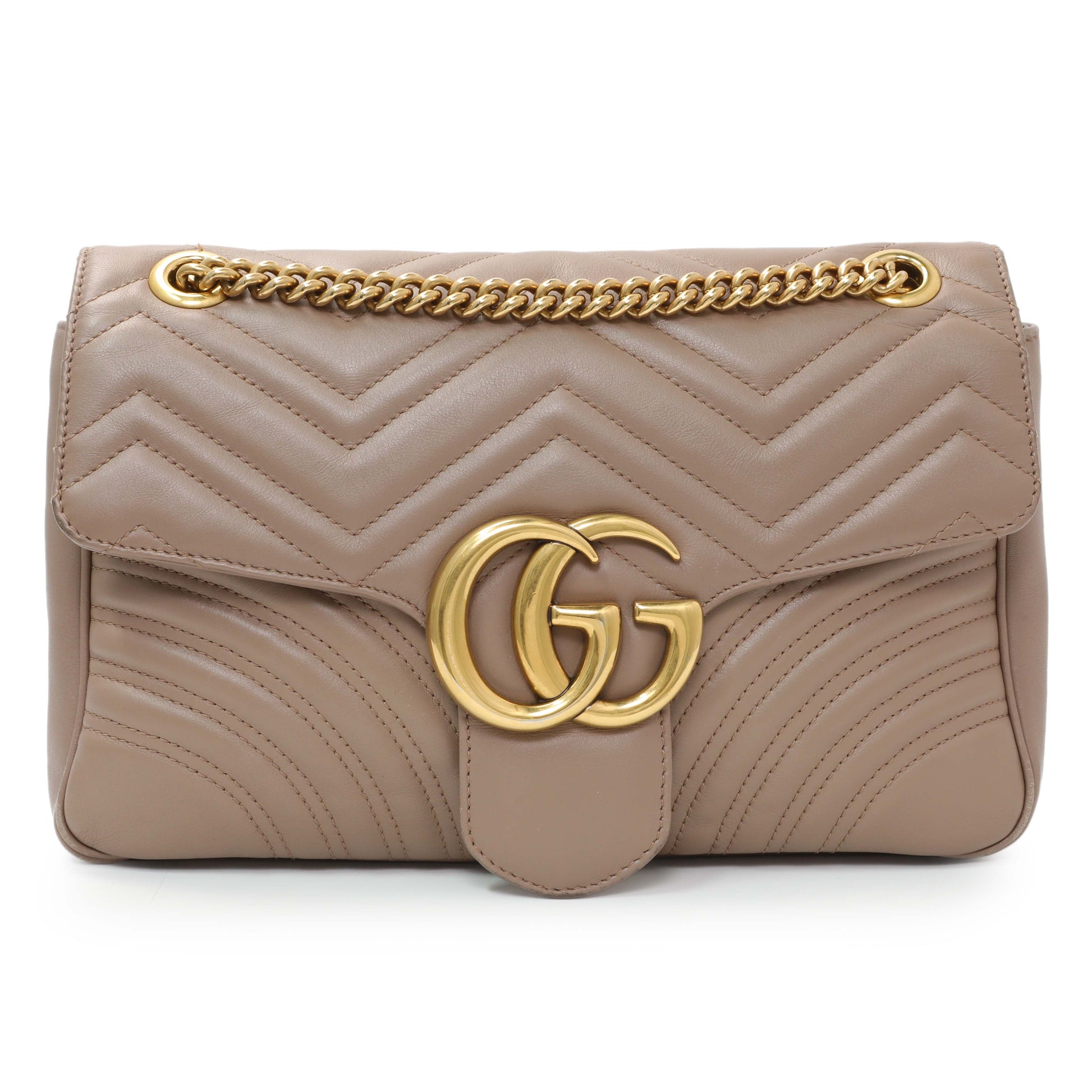 Exclusive Gucci Porcelain Rose Calfskin Matelasse Medium GG Marmont Shoulder Bag — Front View