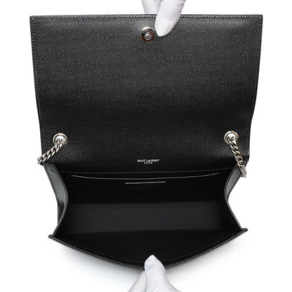 Exclusive Saint Laurent Black Grain De Poudre Medium Monogram Kate Satchel — Top View