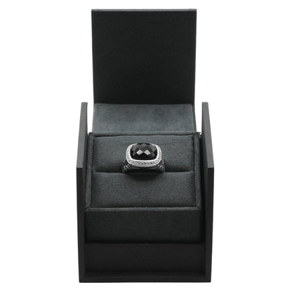 Exclusive David Yurman Sterling Silver Onyx Diamond 14mm Albion Ring — Detail View