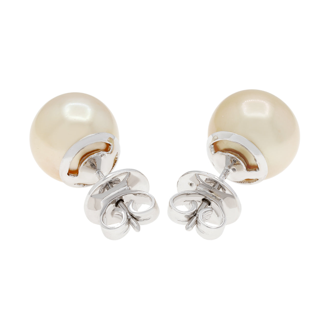 Exclusive 14K White Gold South Sea Pearl Stud Earrings — Side View