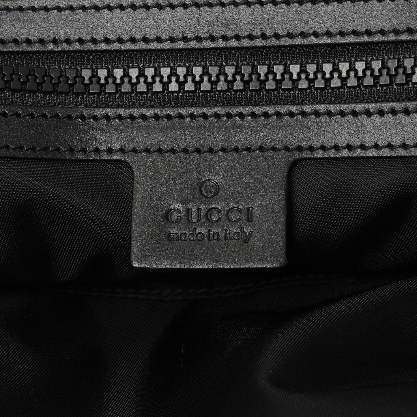 Exclusive Gucci Techno Canvas Web L'Aveugle Par Amour Embroidered Double Buckle Backpack — Detail View