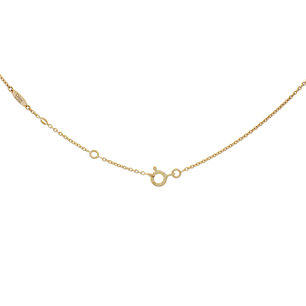 Exclusive Christian Dior 18K Yellow Gold Diamond Mother of Pearl Rose des Vents Necklace — Back View