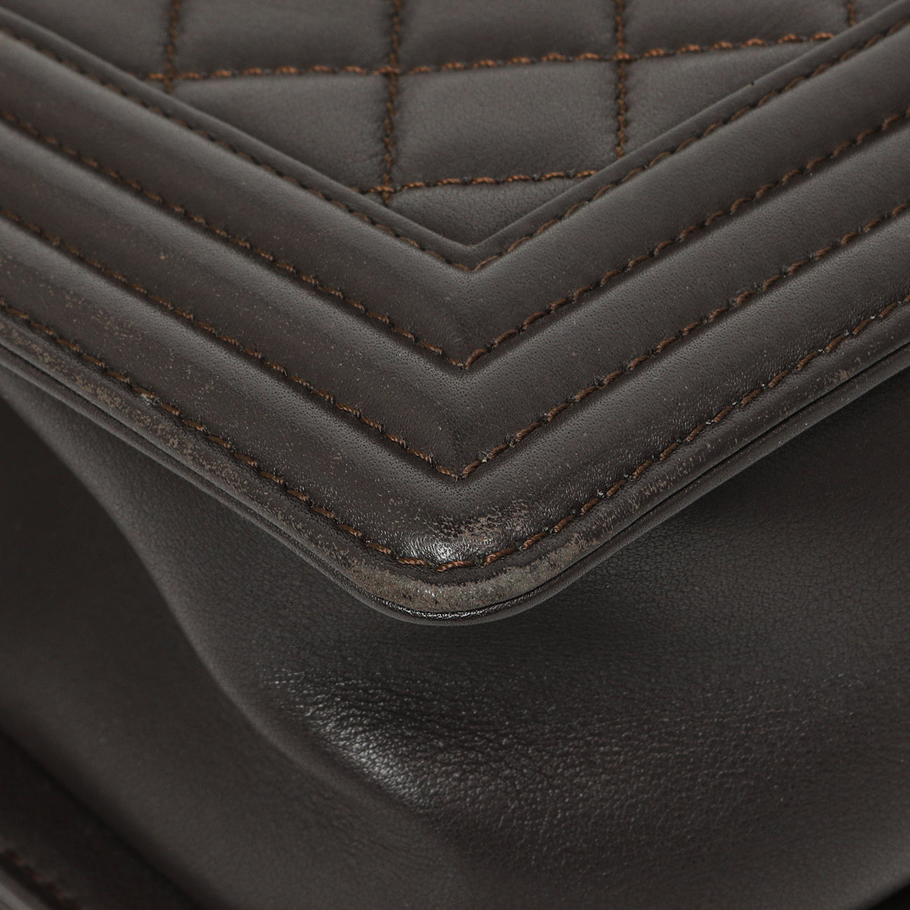 Exclusive Chanel Dark Brown Quilted Calfskin Medium Boy Bag — Alternate View 7