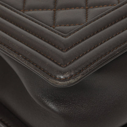 Exclusive Chanel Dark Brown Quilted Calfskin Medium Boy Bag — Alternate View 7