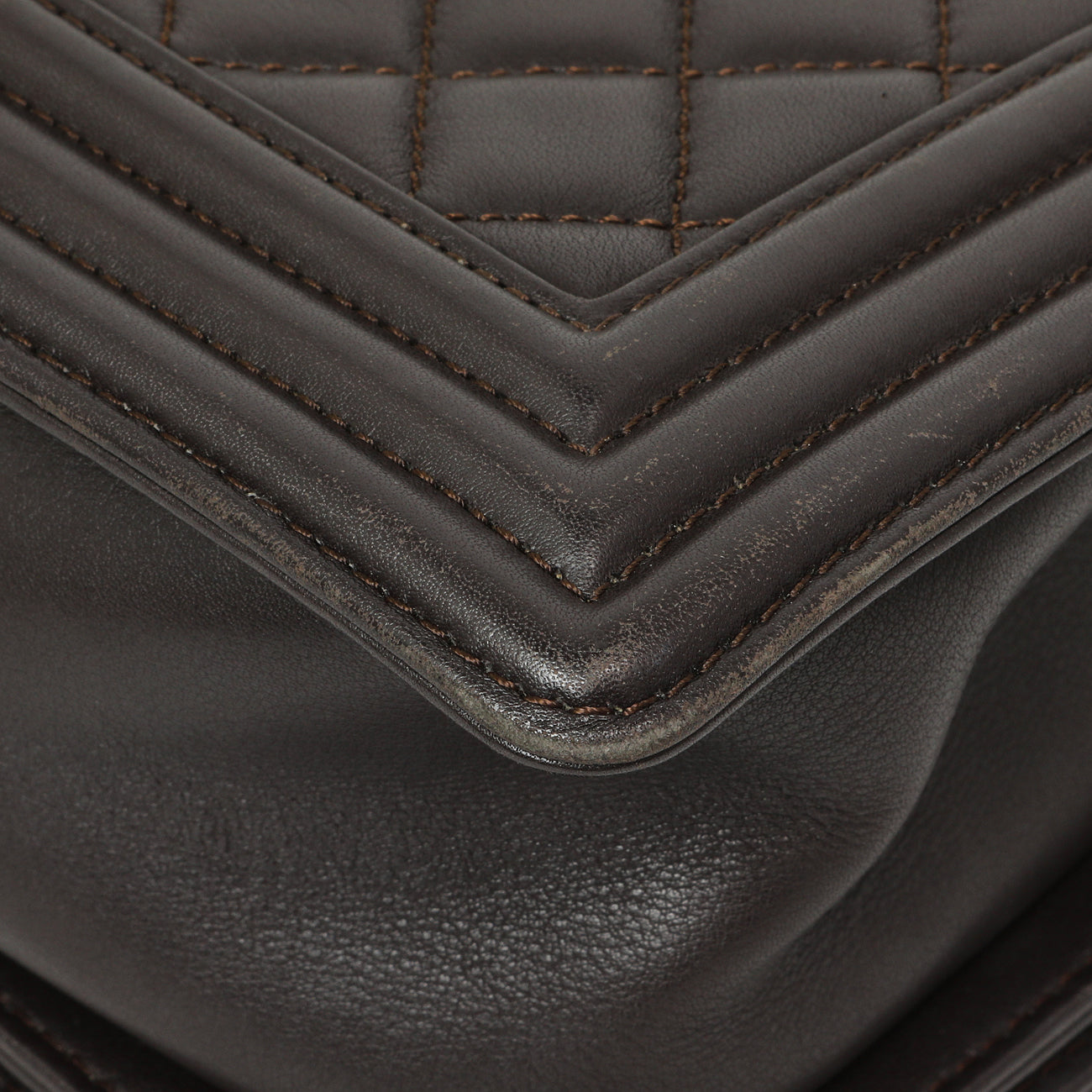 Exclusive Chanel Dark Brown Quilted Calfskin Medium Boy Bag — Alternate View 8