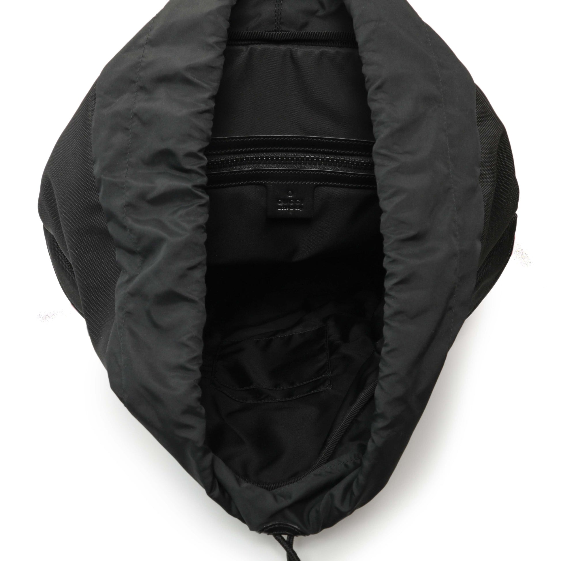 Exclusive Gucci Techno Canvas Web L'Aveugle Par Amour Embroidered Double Buckle Backpack — Top View