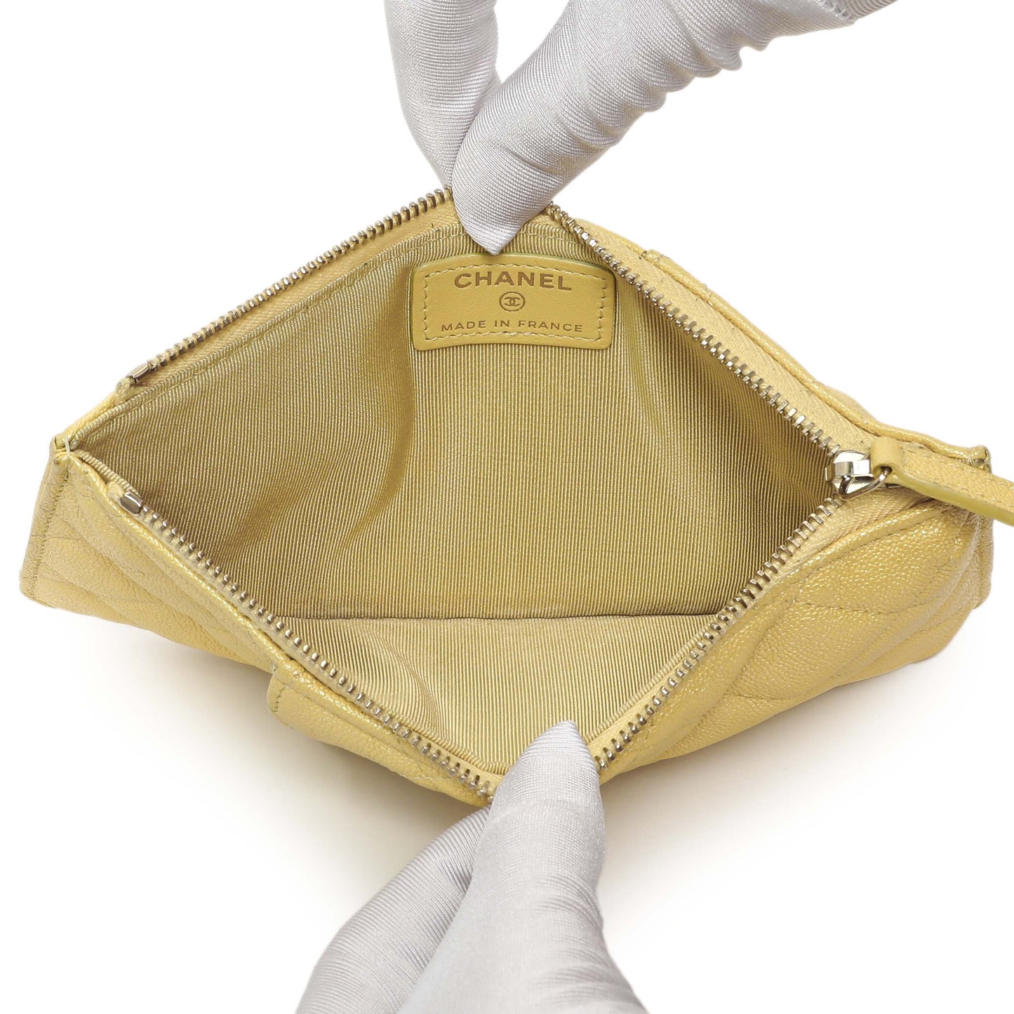 Exclusive Chanel Yellow Iridescent Caviar Classic Phone Pouch — Alternate View 8